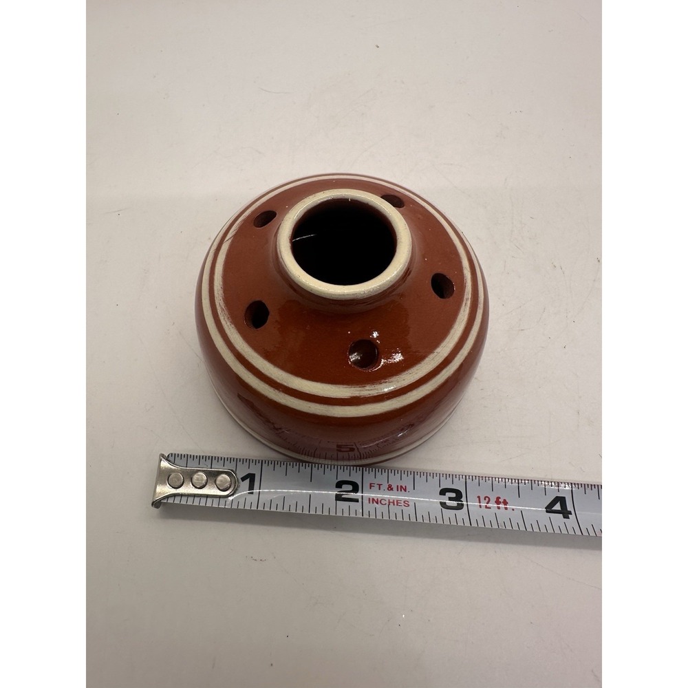 Colonial Williamsburg Earthenware Inkwell‎ Brown Pottery Desk Ink Well Holder